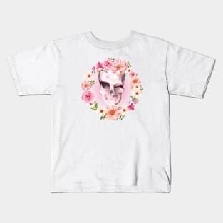 Flower Wreath Skull Kids T-Shirt